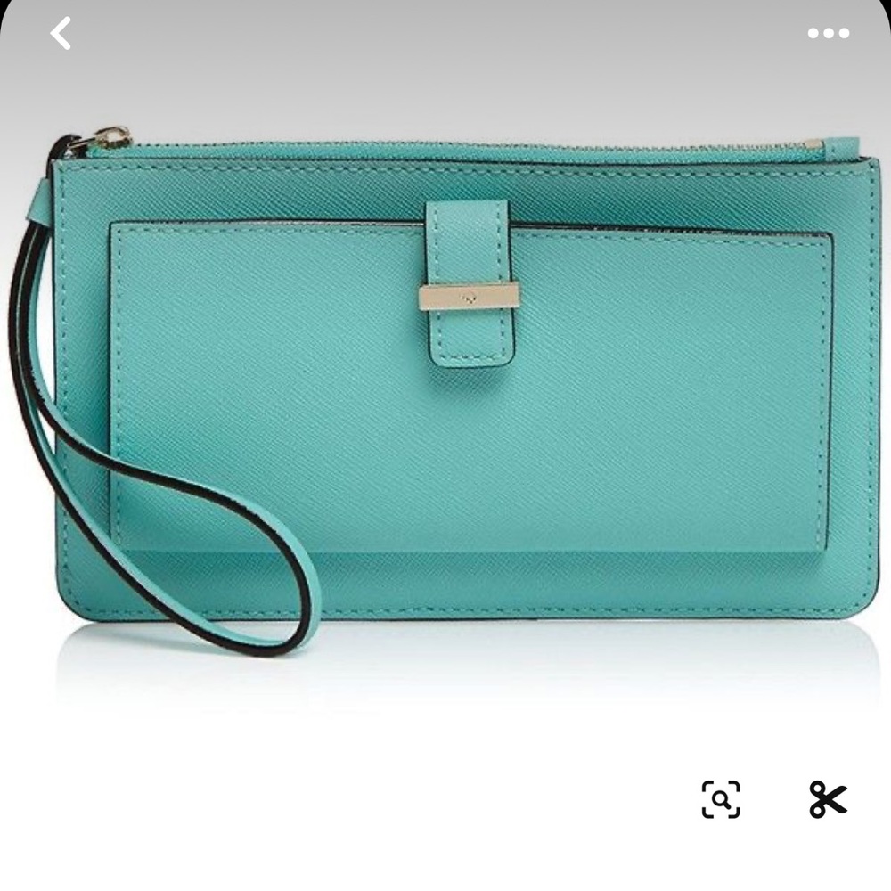 kate spade turquoise wristlet clutch